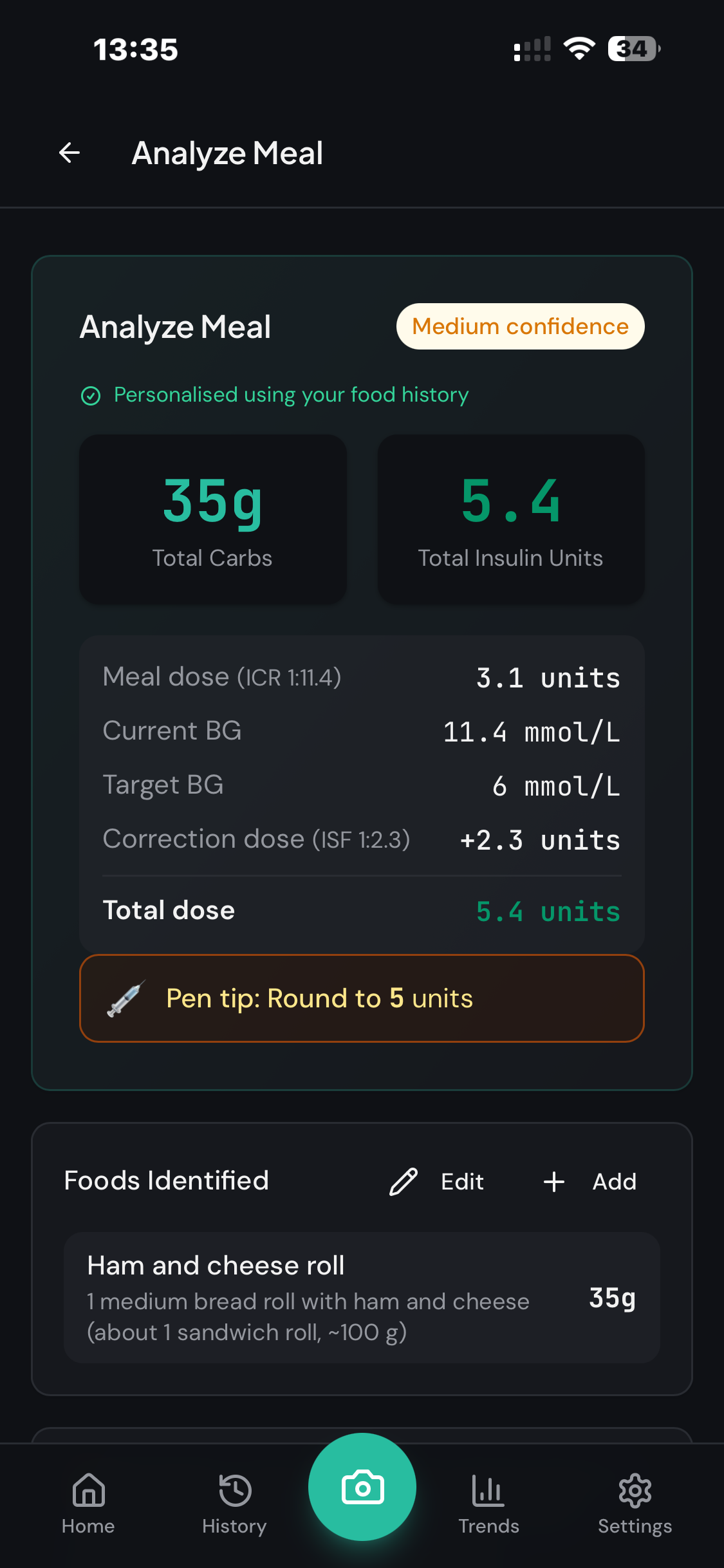 iSpike meal analysis