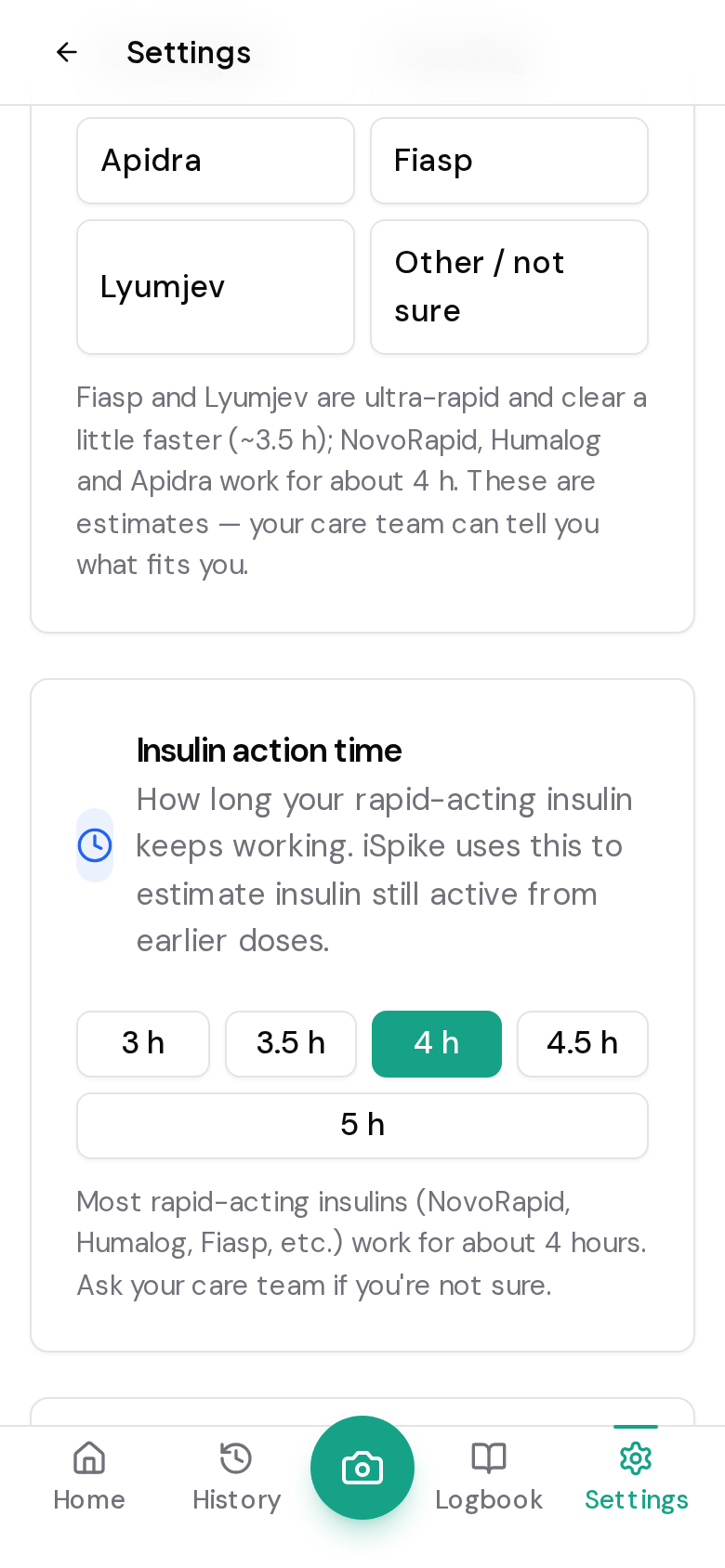 iSpike settings target BG and subscription